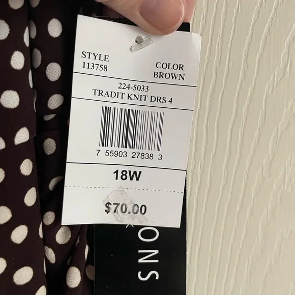 Perceptions Women’s Size 18W Polka Dot Dress - Picture 7 of 12